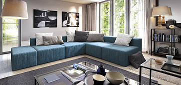 Диваны в интерьере гостиной-12, Угловой и стильный диван Драм